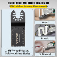 VEVOR 100PCS Oscillating Saw Blades Quick Release Multitool Blades Kit HCS Tool Blades Cut Cutter for Wood Plastic Metal Nails