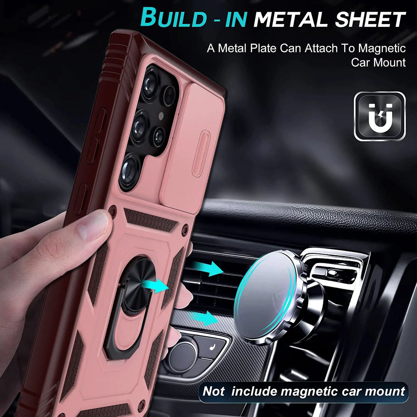 For Samsung Galaxy S24/S24+/S24 Ultra 5G Phone Case Hybrid Ring Kickstand Card Slot Camera Protection Hard Shockproof Cover
