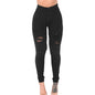 Fashion Hole Ripped Tassel Jeans Sexy High Waist Stretch Full Length Tight Denim Pants Women's Hip-lifting Distressed Trousers