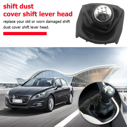 For Peugeot 307 207 206 Citroen C3-C5 5-Speed Gear Shift Knob With Collars Gear Shift Lever Dust Anti-dust Cover Interior Parts