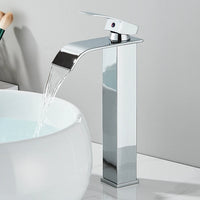 Matte Black Basin Faucet Deck Mounted Single Lever Bathroom Crane Waterfall Brass Bathroom Tap Hot Cold Water Mixer Taps