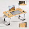 Portable Laptop Desk with USB Light, Small Fan, Cup Holder, Tablet Slot, and Lifting Handle - Foldable Laptop Table for Working,