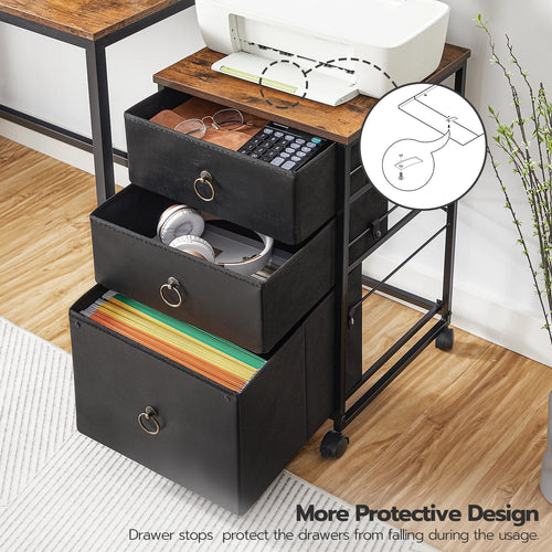 HOOBRO 3-Drawer Mobile File Cabinet Vertical Filing Cabinet Office Cabinet Filing Cabinet Rolling Printer Stand