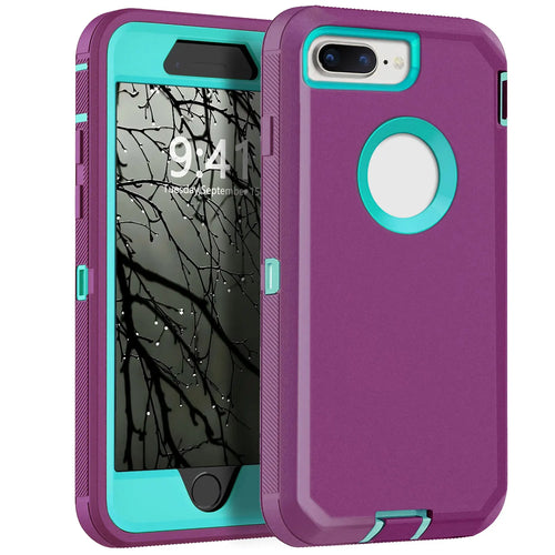 Purple Phone Case For iPhone 7 / iPhone 7 Plus Heavy Duty Shockproof Protective Rugged 3-Layers Hard Cover