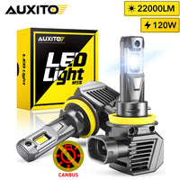 AUXITO 2Pcs 22000LM H11 LED Headlight Canbus H8 H9 9005 HB3 9012 HIR2 9006 HB4 Turbo Lamp 120W Super Bright Car Headlamp 6500K