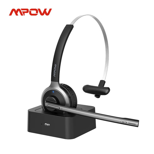 Mpow M5 Pro Bluetooth 5.0 Навушники з мікрофоном, зарядна база, бездротова гарнітура для ПК, ноутбук, телефонний центр, офіс, 18 годин у режимі розмови