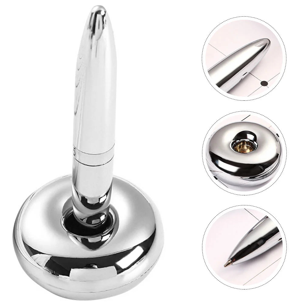 Maglev Ballpoint Pen Writing Chrome Writing Pen Levitating Men Magnetic Base Office Floating Ballpoint Pen Desk Accessory for