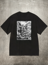 Men's Black 200g Cotton Crew - Neck Short - Sleeve T - Shirt with Angel Vs. Demon Heat - Transfer Print