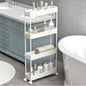 Storage Cart 4 Tier,Bathroom Organizer Rolling Utility, Mobile Shelving Unit Slide Out for Office, Kitchen, Laundry Room