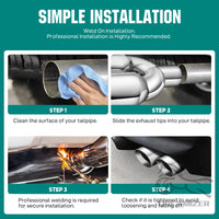 2.5" in 3.5'' out 9.5" Long Stainless Steel Bolt-On Slanted Cut Exhaust Tailpipe Tip Decoration Exhaust Tips Square End