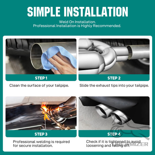 2.5" in 3.5'' out 9.5" Long Stainless Steel Bolt-On Slanted Cut Exhaust Tailpipe Tip Decoration Exhaust Tips Square End