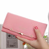 Women Student Cute Bowknot PU Leather Wallet Trifold Large Capacity Card Holder Money Purse Long Phone Handbag