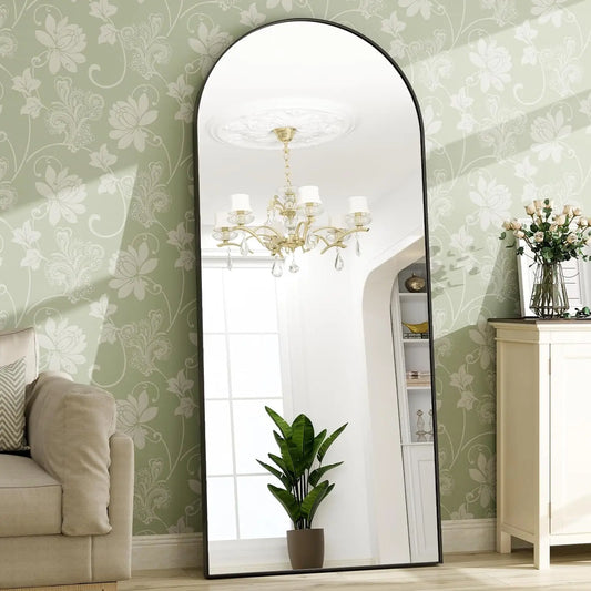 76"x34" Arched Full Length Mirror Free Standing Leaning Mirror Hanging Mounted Mirror Aluminum Frame Modern Simple Home Decor fo