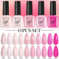 LILYCUTE 10PCS/Set Набір гель-лаків для нігтів Рожевий фіолетовий гель для нігтів Напівперманентний УФ світлодіодний лак Nail Art Design Soak Off Набір гелів для нігтів