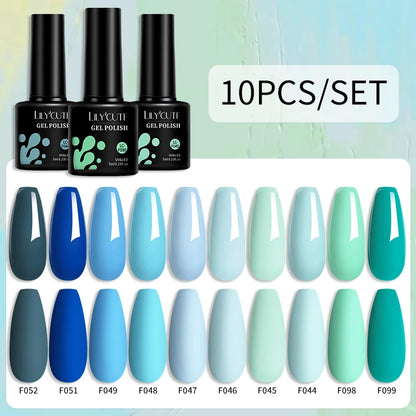LILYCUTE 10PCS/Set Набір гель-лаків для нігтів Рожевий фіолетовий гель для нігтів Напівперманентний УФ світлодіодний лак Nail Art Design Soak Off Набір гелів для нігтів