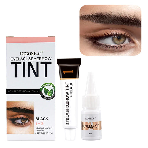 ICONSIGN Eyelashes and Eyebrow Tint Dye Eyebrow Dye Waterproof Long-lasting Eyebrow Brow Kit Semi Permanent Eyebrow black brown