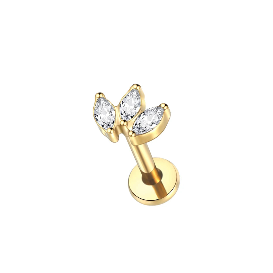 1Pc G23 Titanium Ear Tragus Cartilage Helix Daith Piercing Stud Earrings for Women Internal Thread Labret Piercing Lip Ring 16G