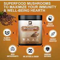 Mushroom Coffee 10 Mushroom Extract - Lion's Mane, Cordyceps, Reishi, Turkey Tail, Chaga, Maitake for energy and immune support