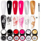 AWStorG 7Pcs/Set Not Flowing 4 In 1 Solid No Wipe Painting Gel Varnish Black White Color Painting Liner Nail Art Glitter UV Gel