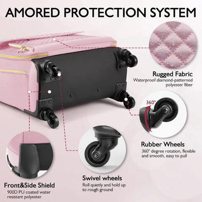 Rolling Laptop Bag, Briefcase for Women with 4 Spinner Wheels and Telescopic Extendable Handle, Roller Computer Bag for Work