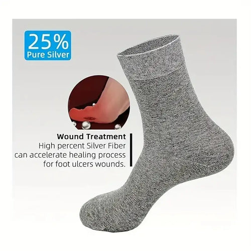25% Silver Infused Grounding Socks Conductive Earthing Socks for Men Women Anti-Odor & Moisture Wicking Socks(3 Pairs)