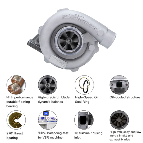 T3 T4 T04E .57 A/R Universal 5 Bolts Turbo Turbocharger for 1.5L to 2.5L 400HP T3 Flange