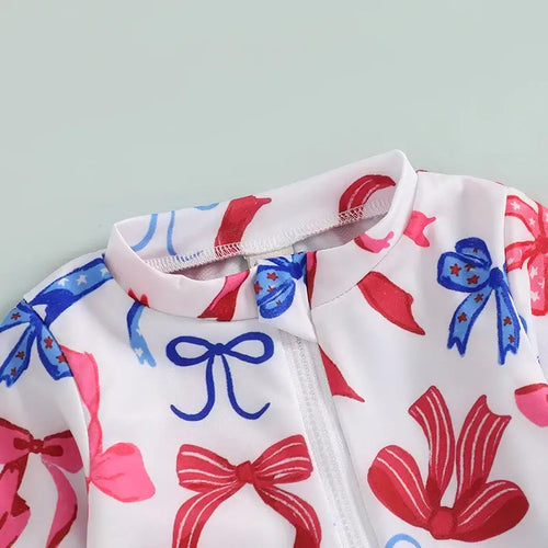 Children s Girls  Swimsuit Short Sleeve Floral Print Swimwear with Ruffle Detail for Pool Party and Vacation