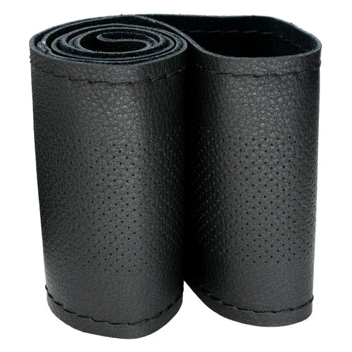 14.5" to 15" Steering Wheel Cover with Needle Thread DIY Hand Stitching Genuine Cowhide Leather Punched Breathable Car Styling