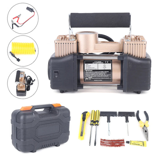 In-Car Portable Car Dual Air Pump 12V 150PSI Electric Tire Inflator Pump Motorcycle Bike Ball Blast Inflatable Car Compressor