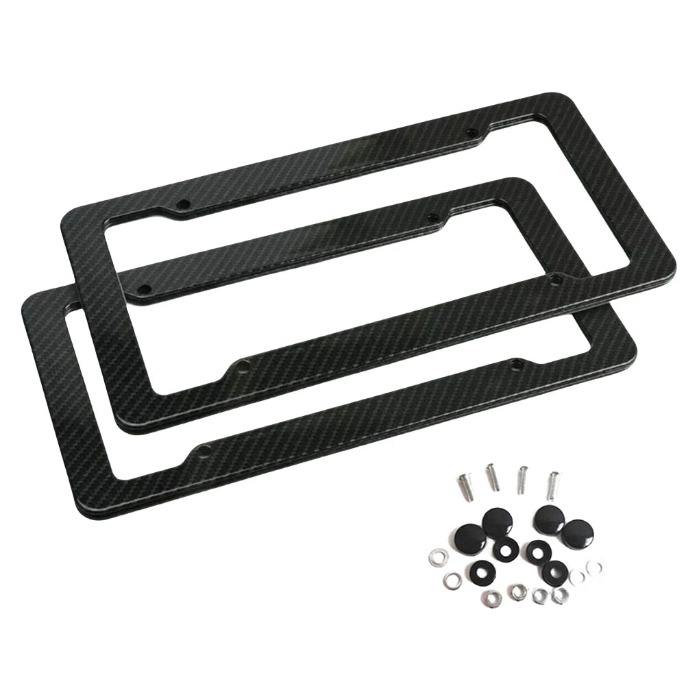 License Plate Label Cover License Plate Cover Black Car License Plate Frame Label Carbon Fiber Universal Auto Parts