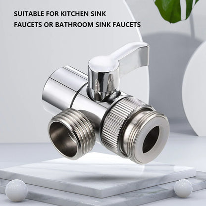 3 Way Water Tap Connector Leak-Proof Faucet Diverter Valve Copper Faucet Connector Splitter Easy-to-Install for Bathroom Kitchen