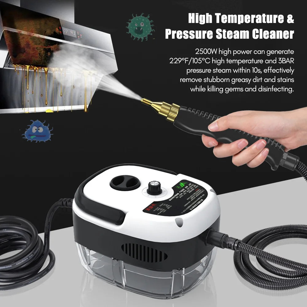 2500W Portable Handheld Steam Cleaner High Temperature Pressurized Steam Cleaning Machine for Kitchen Furniture Bathroom Car