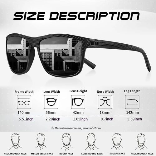 AOFLY Polarized Sunglasses for Men UV400 Protection Lightweight Frame Driving Fishing Golf Square Fashion Sun Glasses Women