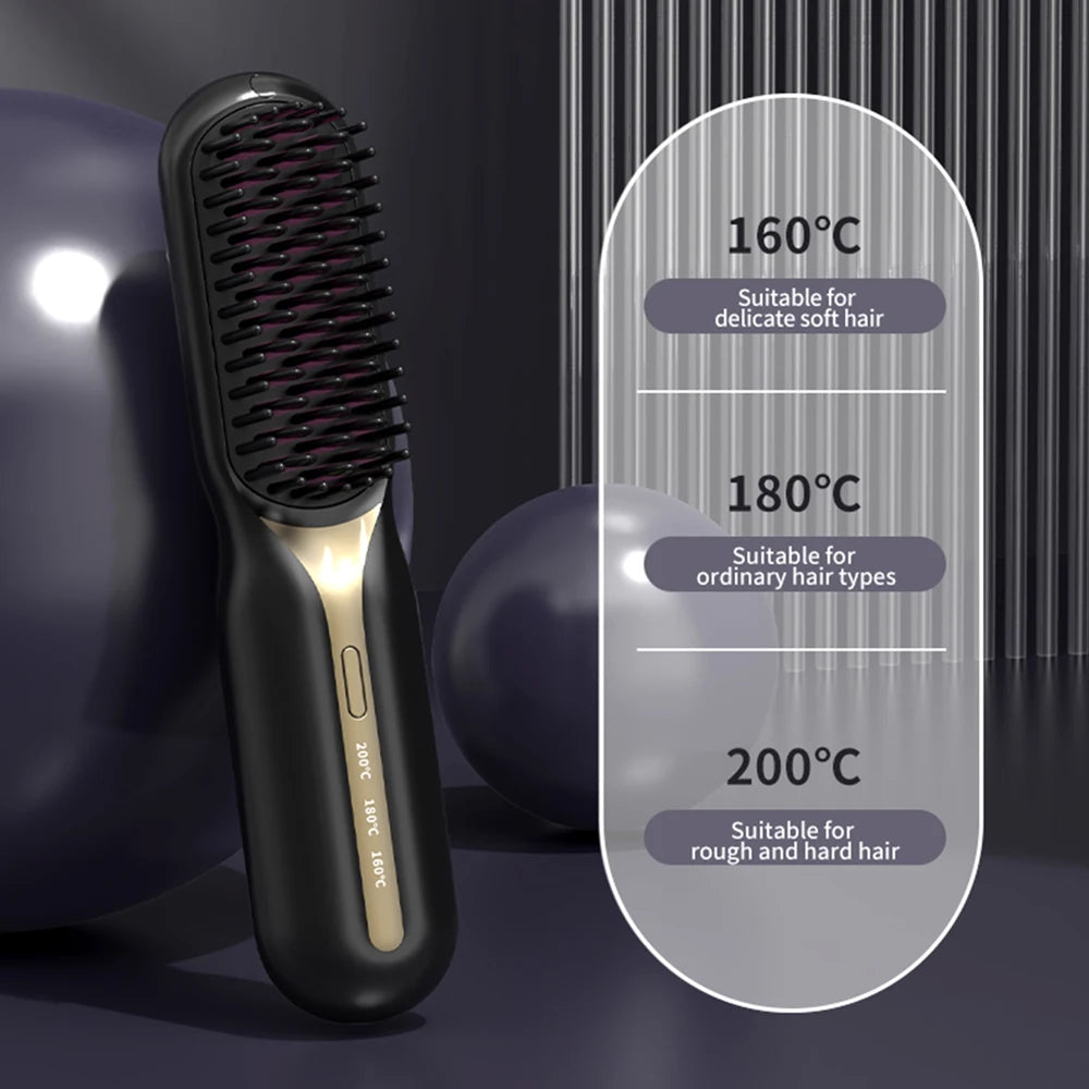 Cordless Professional Hair Straightener Hot Heating Comb Electric Brush For Hair Smoothing Iron Negative Ion Hair Styling Tool