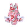 Toddler Girl s Floral Print Swimsuit with 3D Bow Detail Round Neck Sleeveless Design and Frill Trim - Cute Summer Swimwear