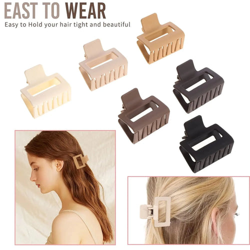 12 Pack Square Claw Clips, Big and Small Neutral Rectangle Hair Claw Clips