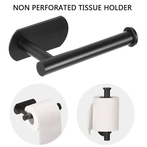 Self Adhesive Toilet Roll Paper Holder Wall Mount Bathroom Organizer Storage Stand No Punching Stainless Steel Towel Holder