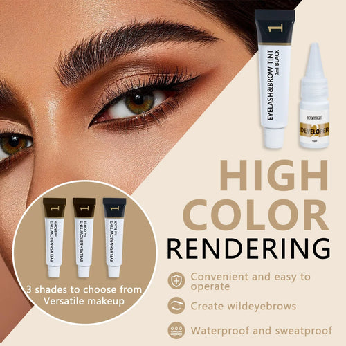 ICONSIGN Eyelashes and Eyebrow Tint Dye Eyebrow Dye Waterproof Long-lasting Eyebrow Brow Kit Semi Permanent Eyebrow black brown