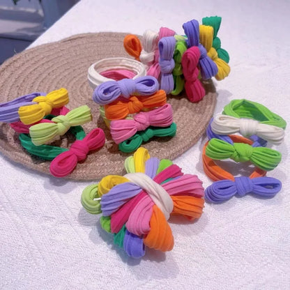 10PCS Spring Pastel Bow Scrunchies-Velvet Hair Ties for Women&Girls, Cute Ponytail Accessories with Butterfly Hair Bows Gift Set