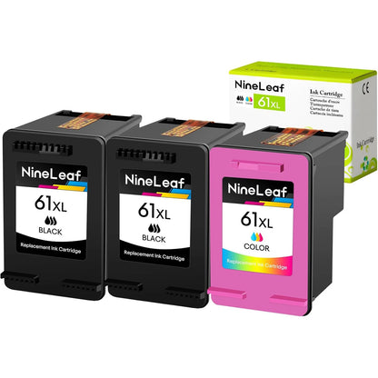 NineLeaf High Yield Ink Compatible for HP 61XL 61 XL CH563W CH564W Ink Cartridge use with Envy 4500 5530 Officejet Printer