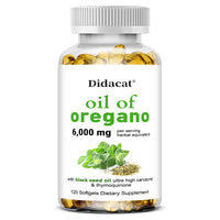 Oregano Oil 6000 mg, Black Seed Oil 200 mg, Supports Gut, Digestive & Immune Health, 120 Capsules