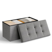 SONGMICS 30 Inches Folding Storage Ottoman Bench, Storage Chest, Foot Rest Stool