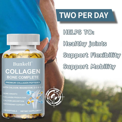 Type 1 & 3 Collagen Bone Complete Formula with Vitamins and Minerals to Support Bone Growth, Skin Health, 120 Capsules