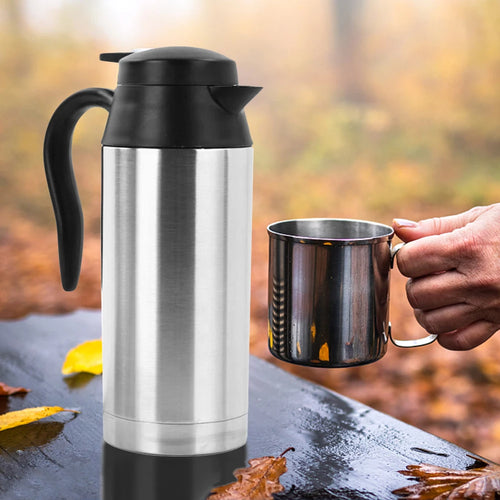 12V 24V Electric Heating Car Kettle Camping Travel Kettle Water Coffee Milk Thermal Mug 750/450ML Heating Cup Stainless Steel