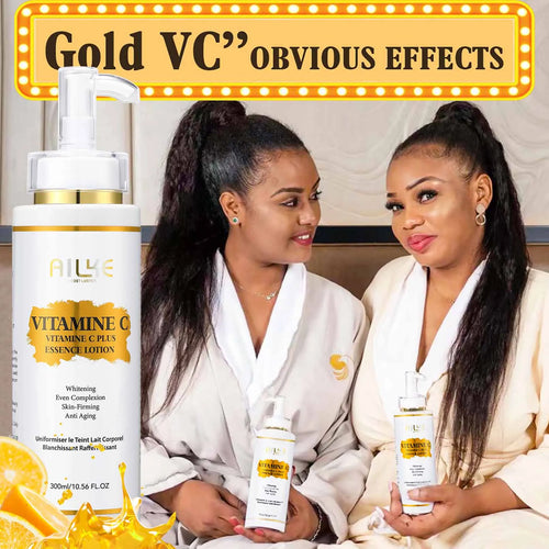 AILKE Vitamin C Skin Care Kit, With Lightening Body Lotion, Even Skin Tone Cream, Whitening Serum, Brightening Soap