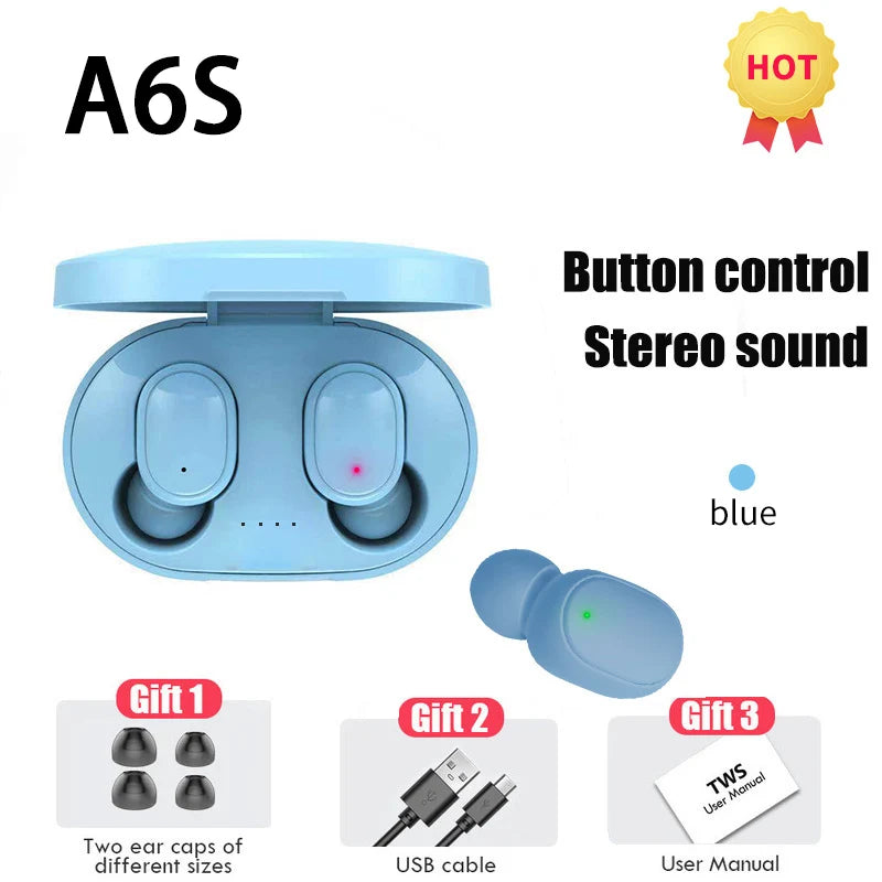 Original A6S TWS Wireless Bluetooth Headset with Mic Air Pro Earbuds for Xiaomi Noice Cancelling Earphone Bluetooth Headphones