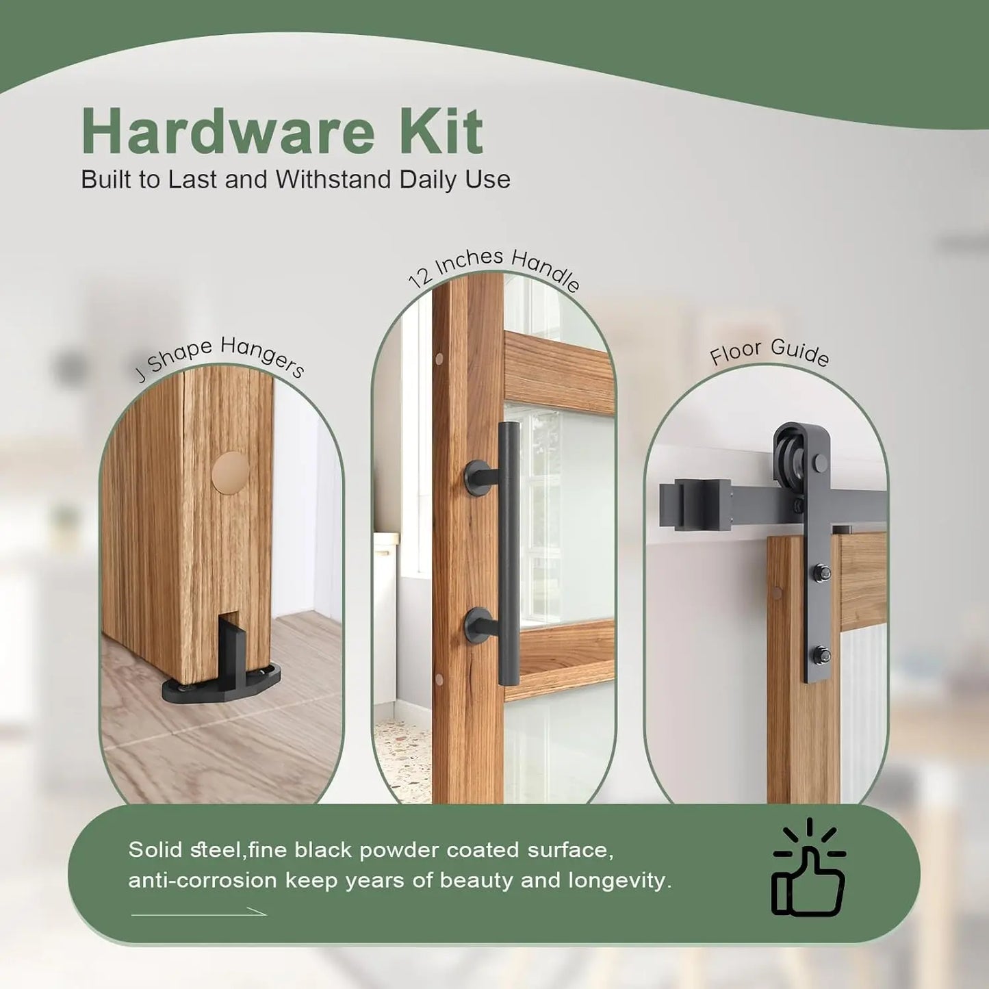 Double Glass Barn Door with Sliding Hardware Kit, 5-Panel Frosted Glass, Waterproof Surface, Ideal for Home or Office Use