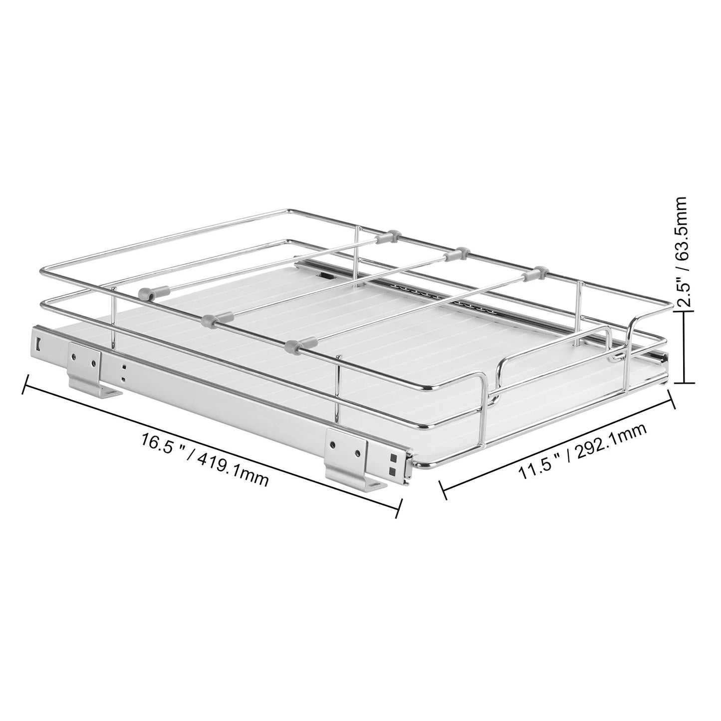VEVOR Pull Out Cabinet Organizer, Chrome-Plated Steel Roll Out Drawers, Sliding Drawer Storage for Inside Kitchen Cabinet