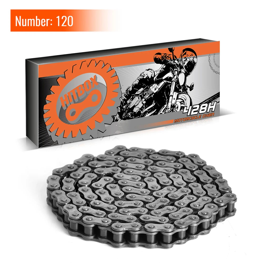HITBOX High Quality Motorcycle Chain Sets 428H 108/120 Links 21KNmin for Mini Dirt Bike ATV Motorbike O-ring Oil Seal Chain