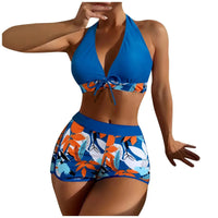 Shorts Bikinis Set  High Waist Swimsuit Women Swimwear 2 Pieces Plant Print Bathers Bathing Swim Suit Beachwear